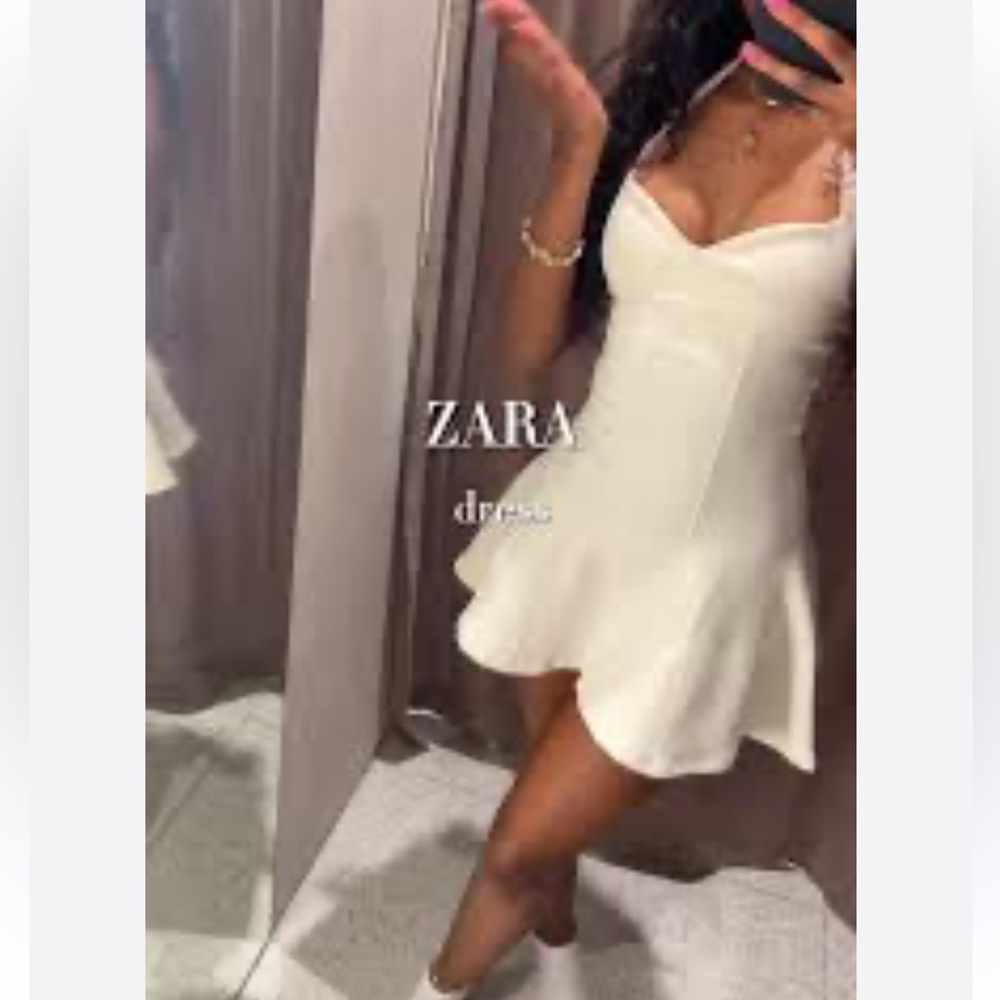 NWT!! Zara Cream Halter Fit-and-Flare Mini Dress - Picture 2 of 5